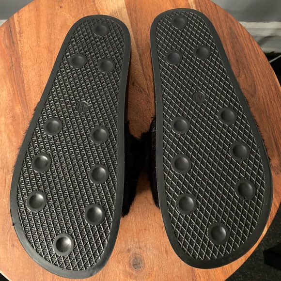 Black Craft Fur Slides W10 NWB - Picture 3 of 5
